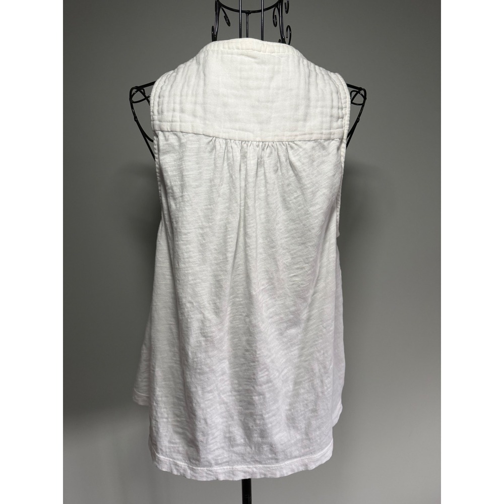 Splendid Collection White Gauze Sleeveless Button Front V-Neck Blouse Top Large - Picture 4 of 5